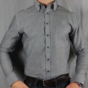 Merona Men's Long Sleeve Button Up Dress Shirt Gray Extra Large